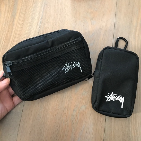 Stussy multi case set 2 Black zipper bags keychain - Picture 2 of 6
